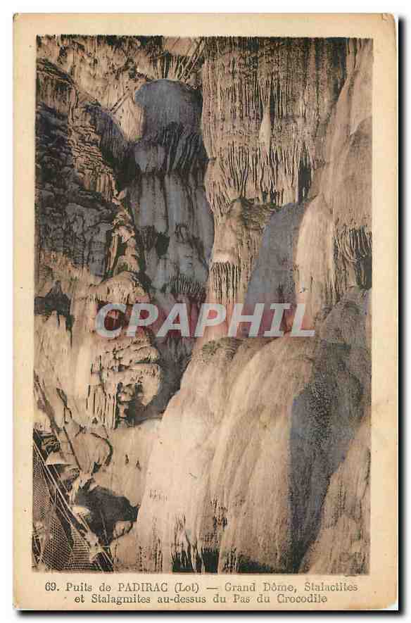 CPA Puits de Padirac Lot Grand Dome Stalactites et Stalagmites au-dessus du Pas du Crocodile 