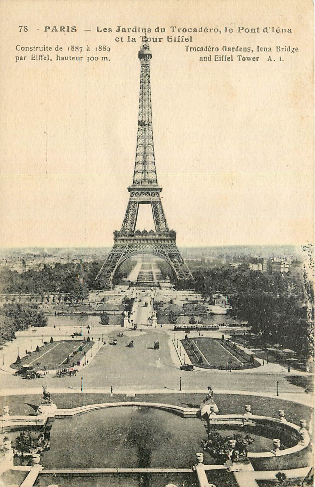 CPA Paris Les Jardins du Trocadero le Pont d'Iens et la Tour Eiffel 