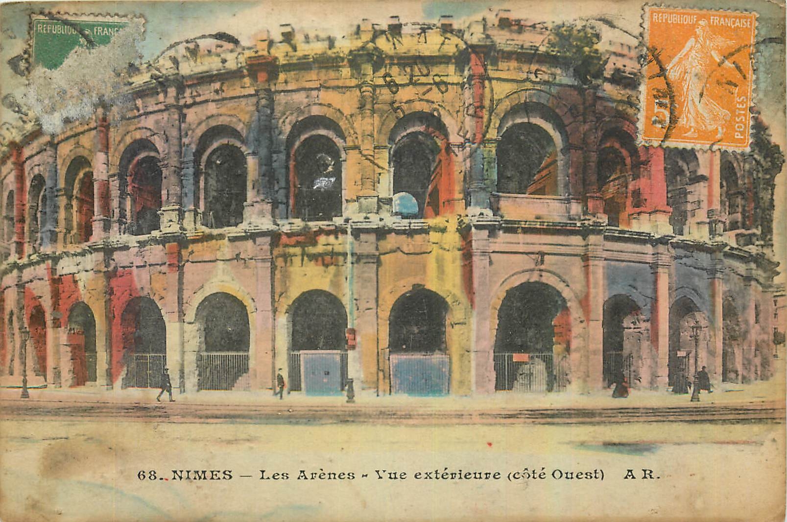 Nîmes — Les Arènes — Vue extérieure (côté Ouest) — A.R.