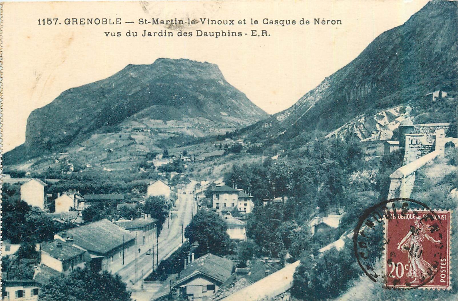 Grenoble — St-Martin-le-Vinoux et le Casque de Néron vus du Jardin des Dauphins — E.R.
