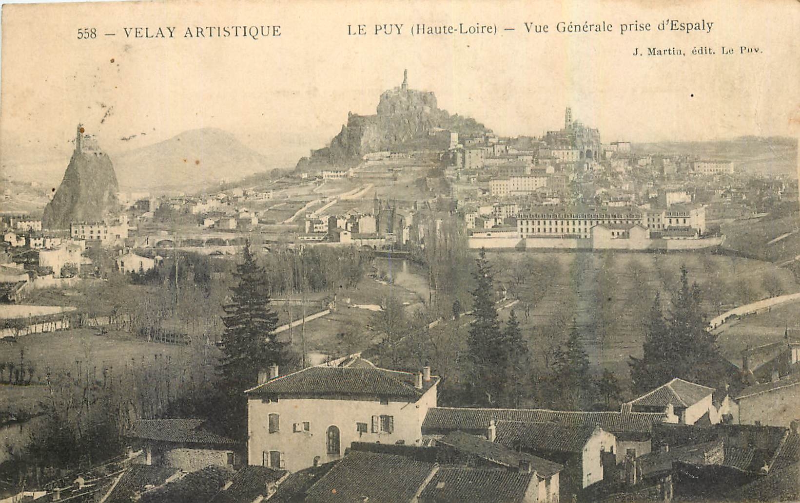 Le Puy (Haute-Loire) — Vue Générale prise d'Espaly — J. Martin, édit. Le Puv.