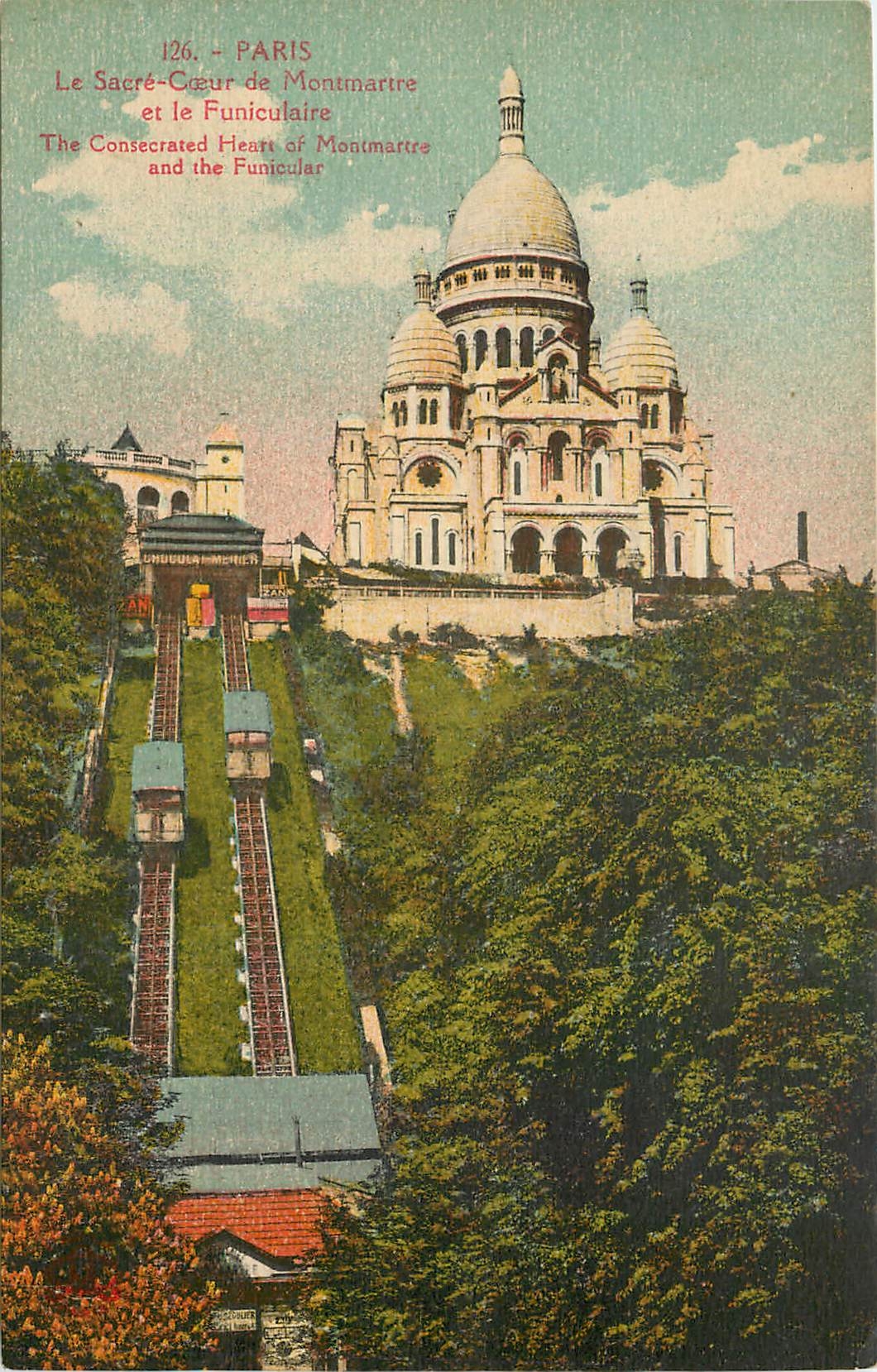 CPA Paris Le Sacre Coeur de Montmartre et le Funiculaire 