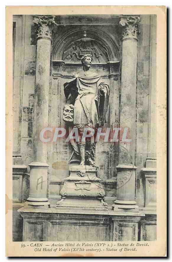 CPA Caen Ancien Hotel de Valois Statue de David 