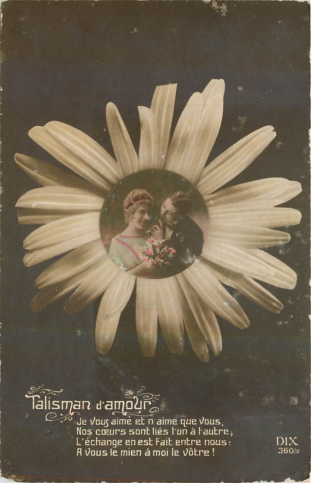 CPA Talisman d'Amour Femme Fleurs