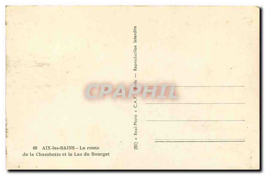 CPA Aix les Bains La route de la Chambotte et le Lac du Bourget  — Rückseite