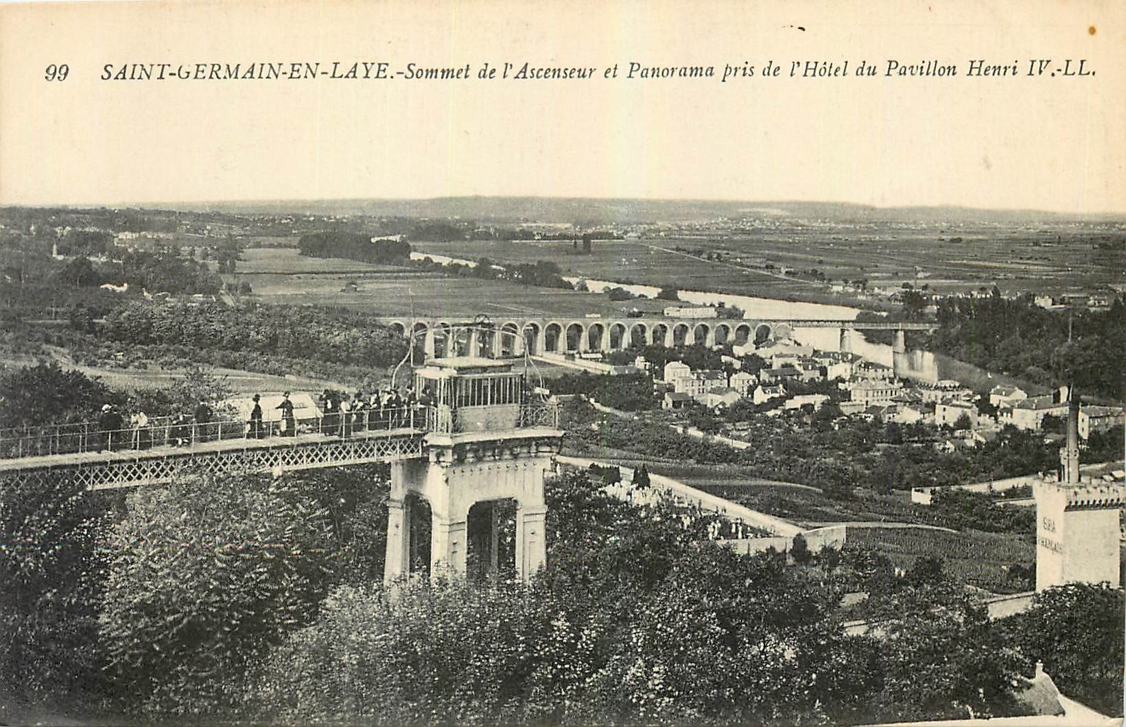 CPA Saint Germain en Laye Sommet de l'Ascenseur et Panorama pris de l'Hotel du Pavillon Henri IV 
