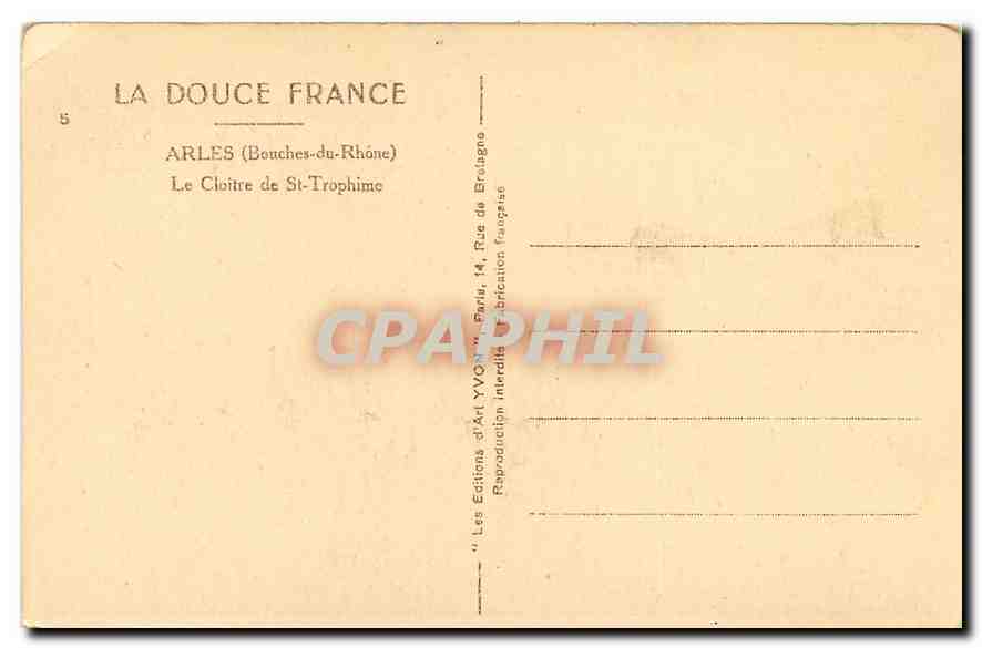 Arles (Bouches-du-Rhône) — Le Cloître de St-Trophime — Éditions YVO17 — Achterkant