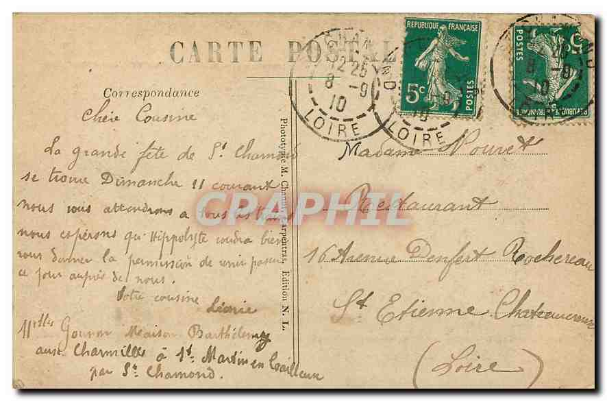 CPA Lyon Le Barrage de la Mulatiere  — Verso