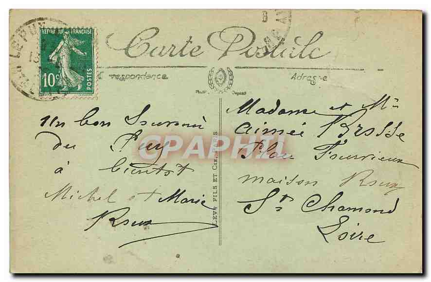 CPA Le Puy La Place du Breuil Grand Hotel des Ambassadeurs — Rückseite