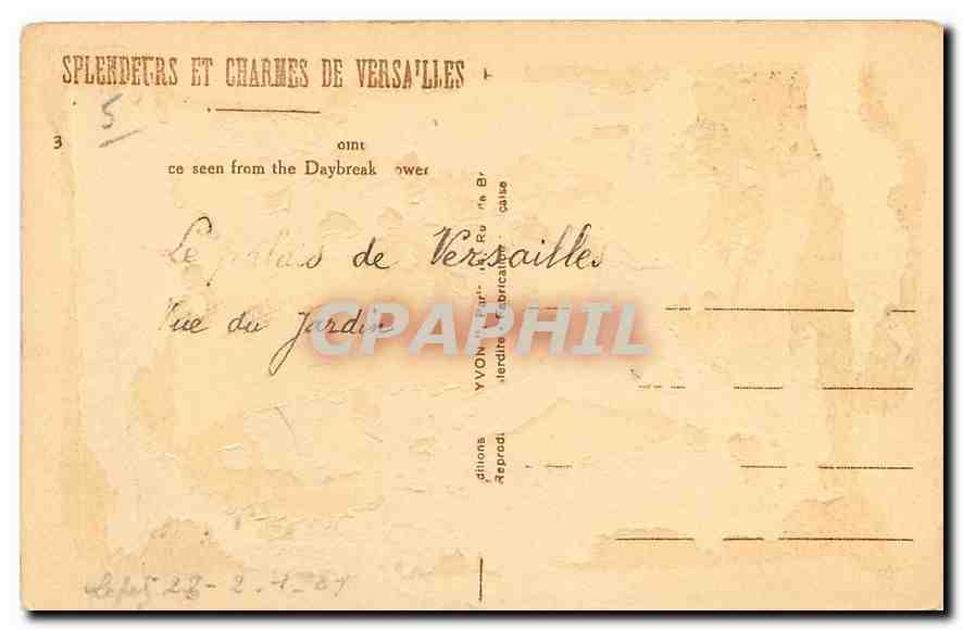 CPA Splendeurs et Charmes de Versailles  — Rückseite