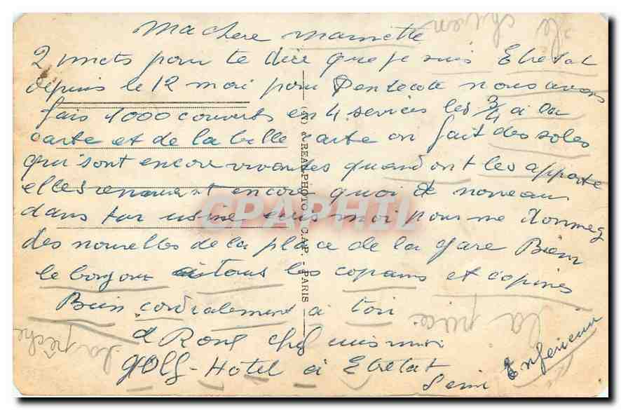 CPA Etretat Rochers de la Chambre des Demoiselles  — Verso