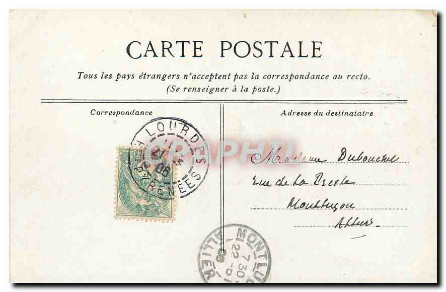 CPA Lourdes La Grotte Miraculeuse  — Verso