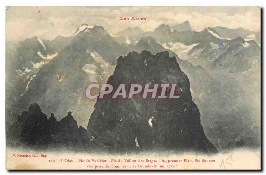 CPA Les Alpes L'Olan Pic du Varivier Pic du Vallon des Etages au premier plan Pic Bourcet Vue prise 