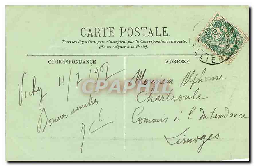 CPA Environs de Vichy L'Ardoisiere Le Gour Saillant  — Rückseite