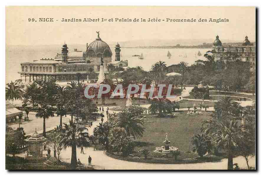 CPA Nice Jardins Albert i et Palais de la Jetee Promenade des Anglais 