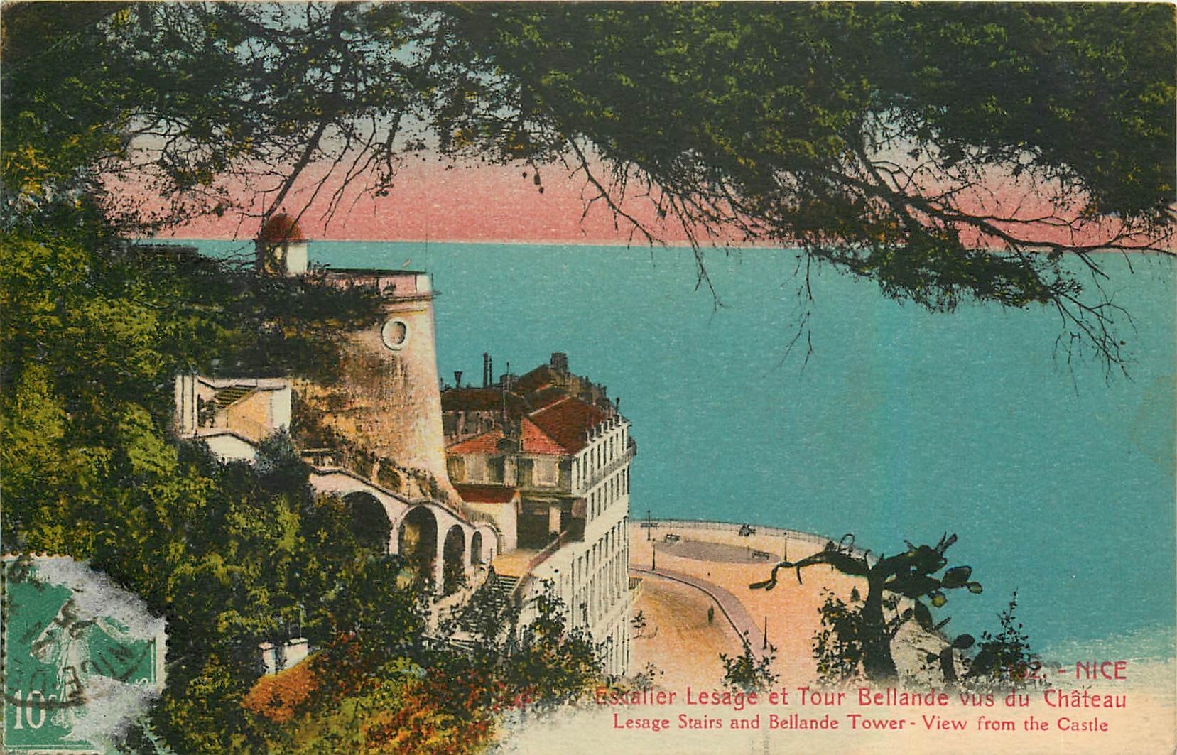 CPA Nice Escalier Lesage et Tour Bellande vus du Chateau 