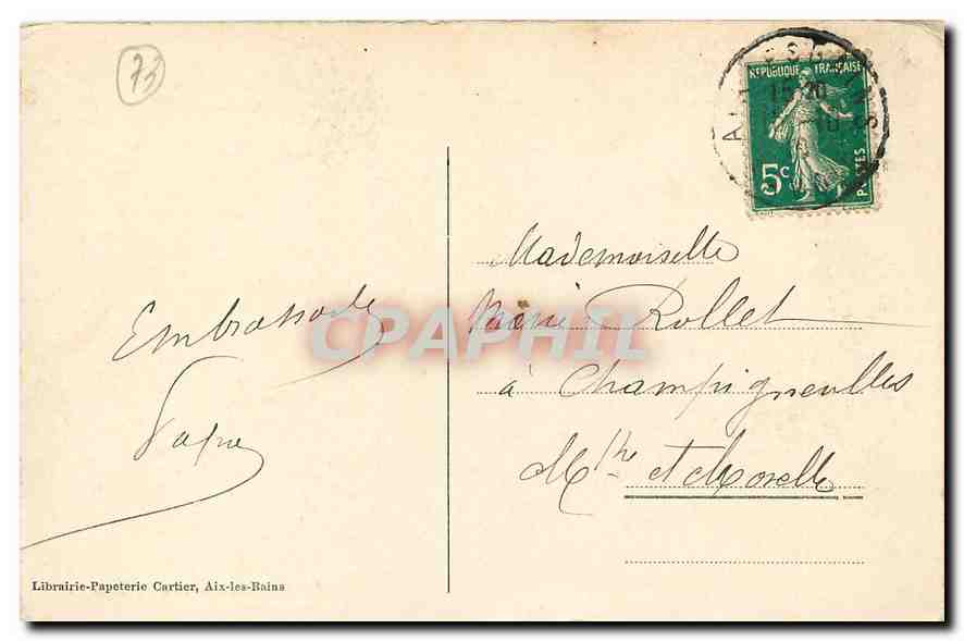 CPA Aix les bains Lac du Bourget  — Rückseite