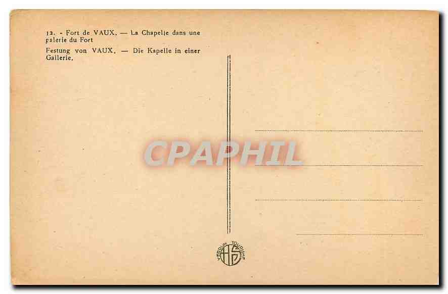 CPA Fort de Vaux La Chapelle dans une palerie du Fort  — Rückseite