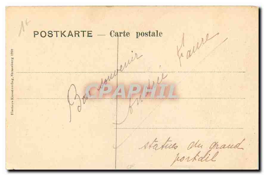 CPA Strassburg Munster Toriehte Jungfrauen  — Verso