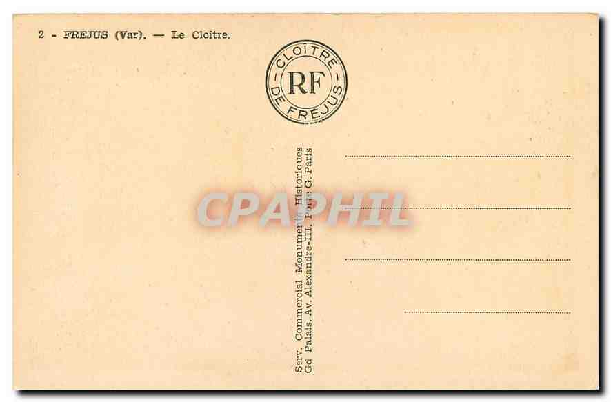 CPA Frejus Var Le Cloitre  — Rückseite