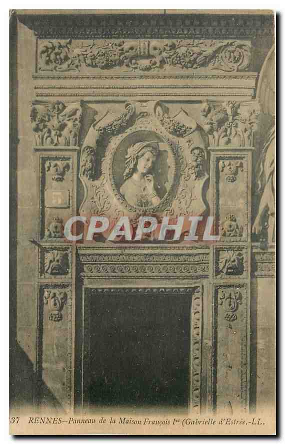 CPA Rennes Panneau de la Maison Francois I Gabrielle d'Estree 