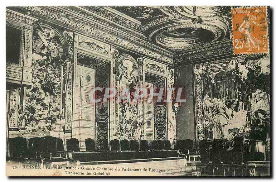 CPA Rennes Palais de Justice Grande Chambre du Parlement de Bretagne Tapisserie des Gobelins 