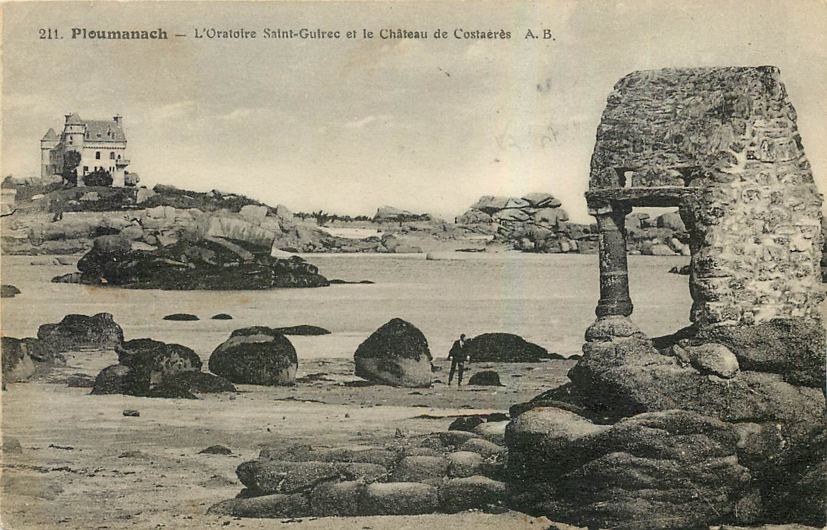 CPA Ploumanach L'Oratoire Saint Guirec et le Chateau de Costaeres 