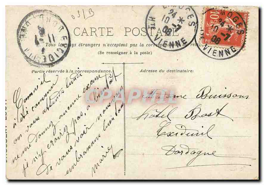 CPA La Palisse Entree du pont et le Chateau Allier  — Rückseite