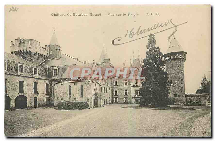 CPA Chateau de Bourbon Busset Vue sur le Parc 