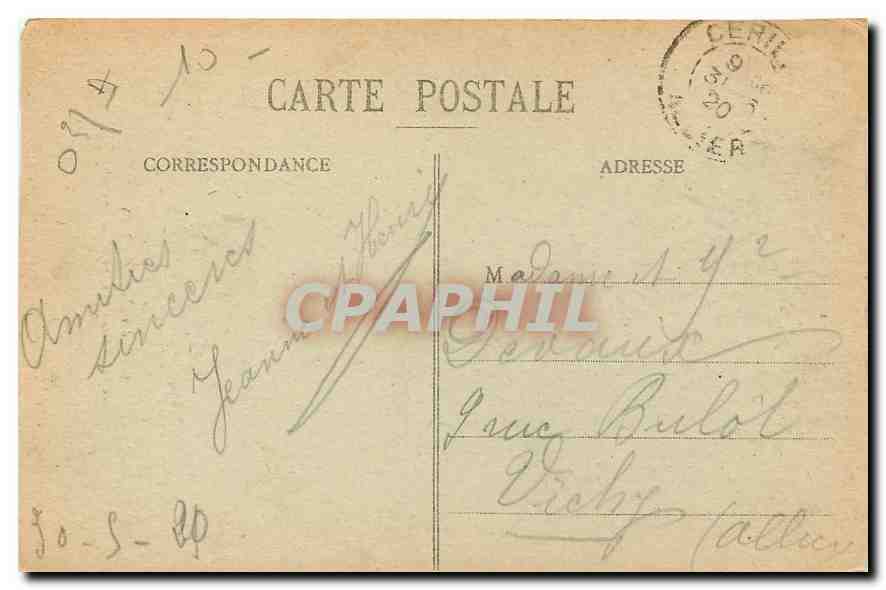 Environs de CÉRILLY — L'ancien Château de Ginçais (XIIIe siècle) — G. Indar, lib. -édit, Cérilly — Verso