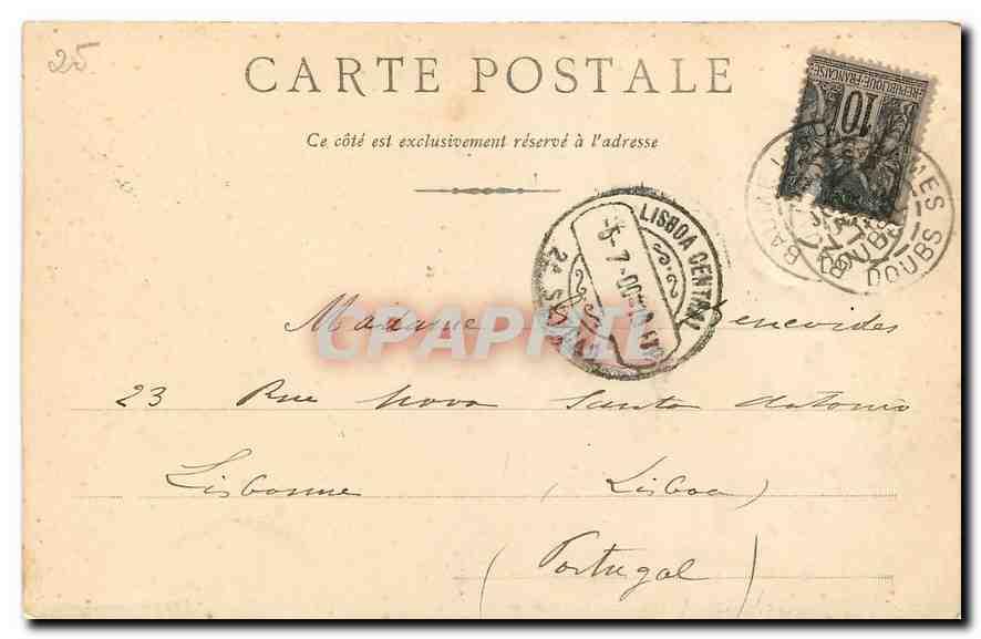 CPA Cascade de la Grace Dieu pres Baume les Dames Carte 1900 — Rückseite
