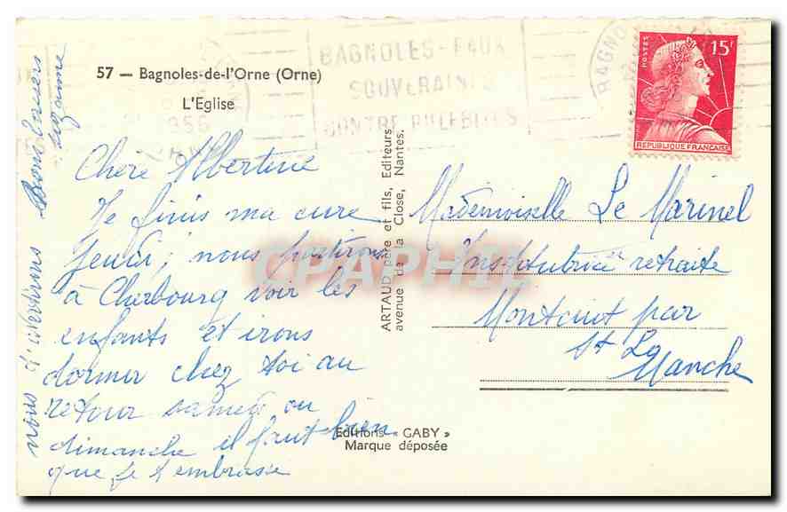 CPA Bagnoles de l'Orne Orne L'Eglise  — Rückseite