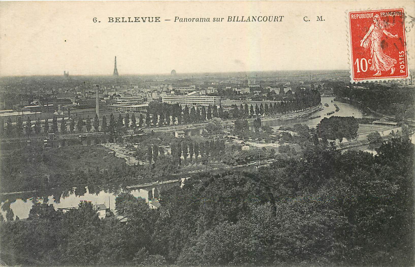 CPA Bellevue Panorama sur Billancourt Tour Eiffel