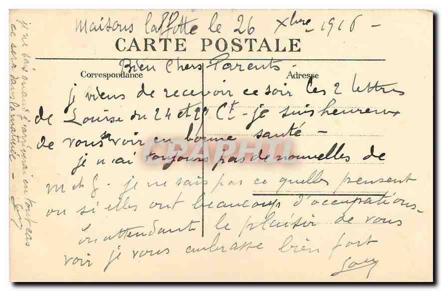 CPA Maisons Laffitte Le Chateau La Salle a Manger  — Back
