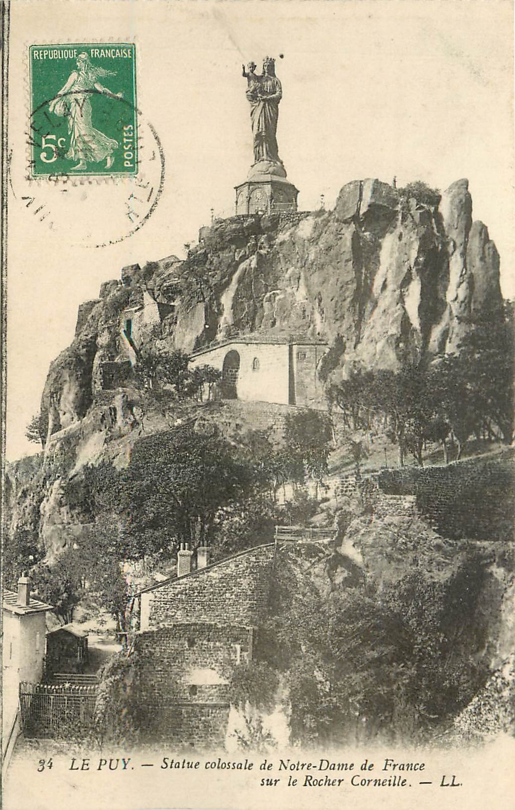 Le Puy — Statue colossale de Notre-Dame de France sur le Rocher Corneille — LL.