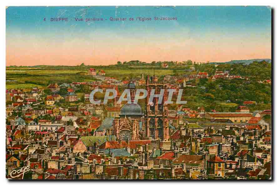 CPA Dieppe Vue generale Quartier de l'Eglise St Jacques 