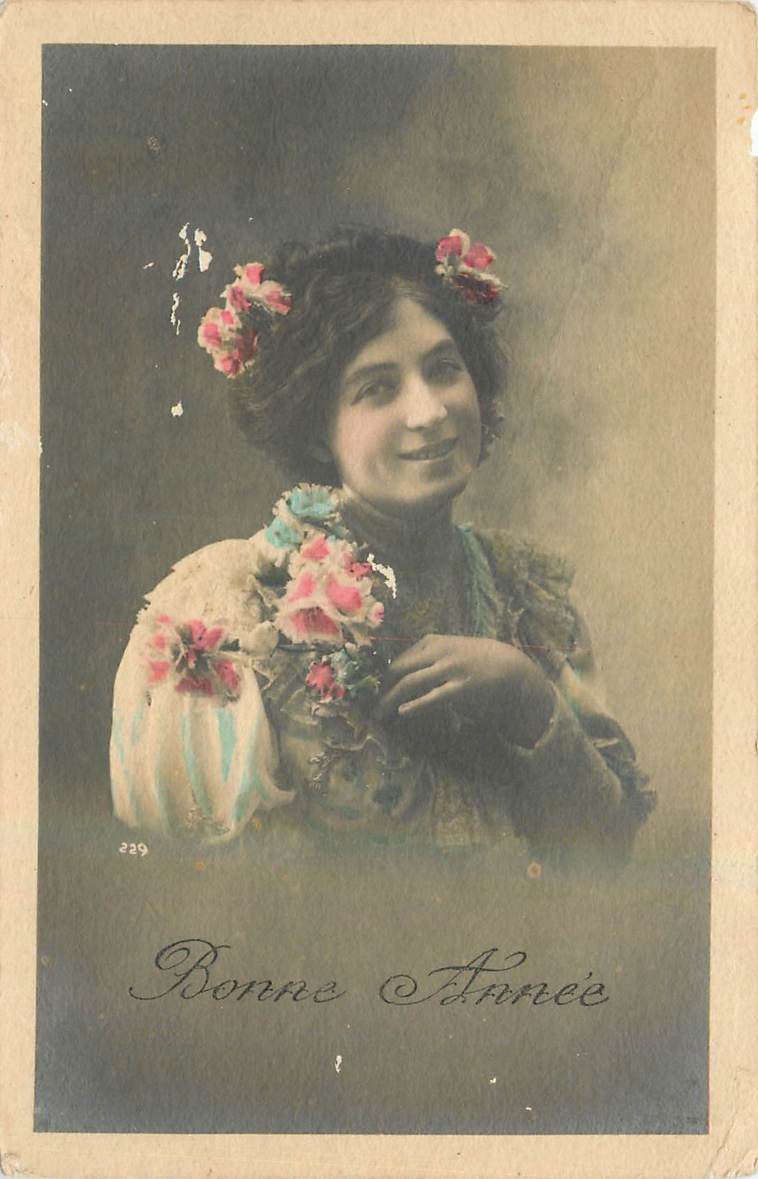 CPA Bonne Annee Femme