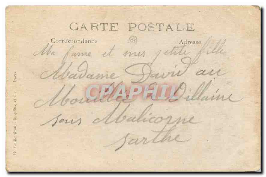 CARTE PHOTO Femme Enfant — Verso