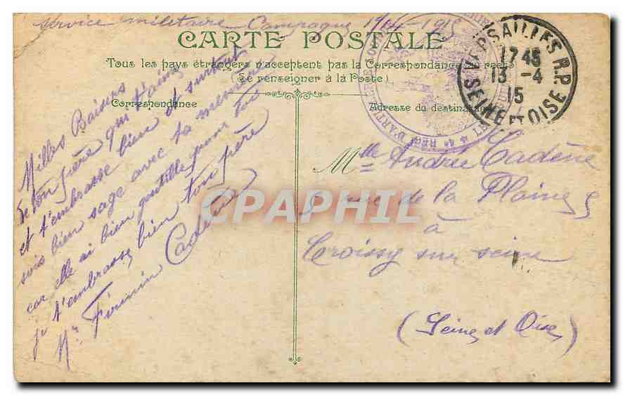 CPA Palais de Versailles Galeries des Batailles  — Verso
