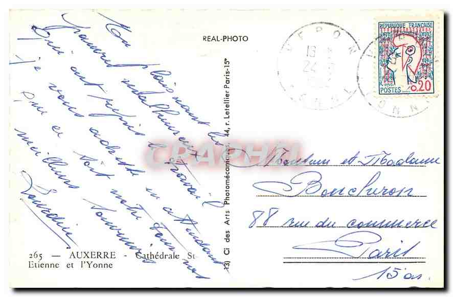 CPA Auxerre Cathedrale St Etienne et l'Yonne  — Back