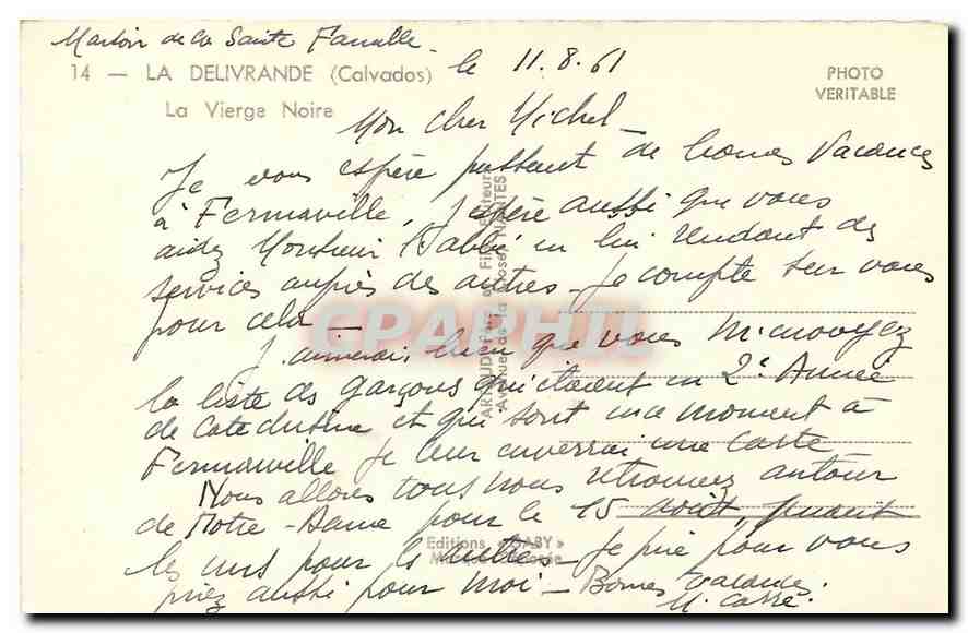 CPA La Delivrande Calvados La Vierge Noire  — Rückseite
