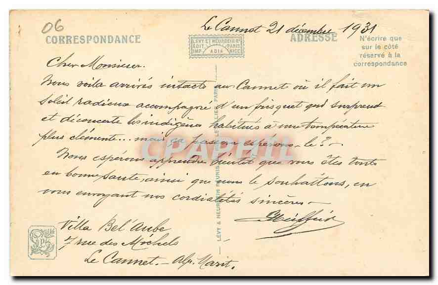 CPA Cannes Le Palm Beach Casino d'Ete  — Rückseite
