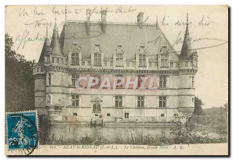 CPA Azay le Rideau I et L Le Chateau facade Nord 