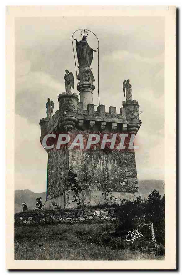 CPA Pyrenees Ocean Ax les Thermes Monument de la Vierge dit N D d'Ax situe au dessus de la Ville 