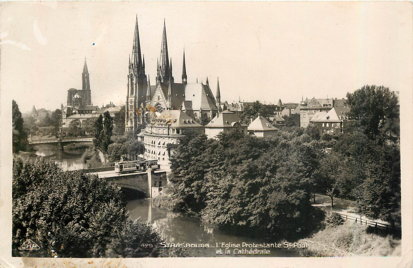 CPA Strasbourg L'Eglise Protestante St Paul et la Cathedrale 