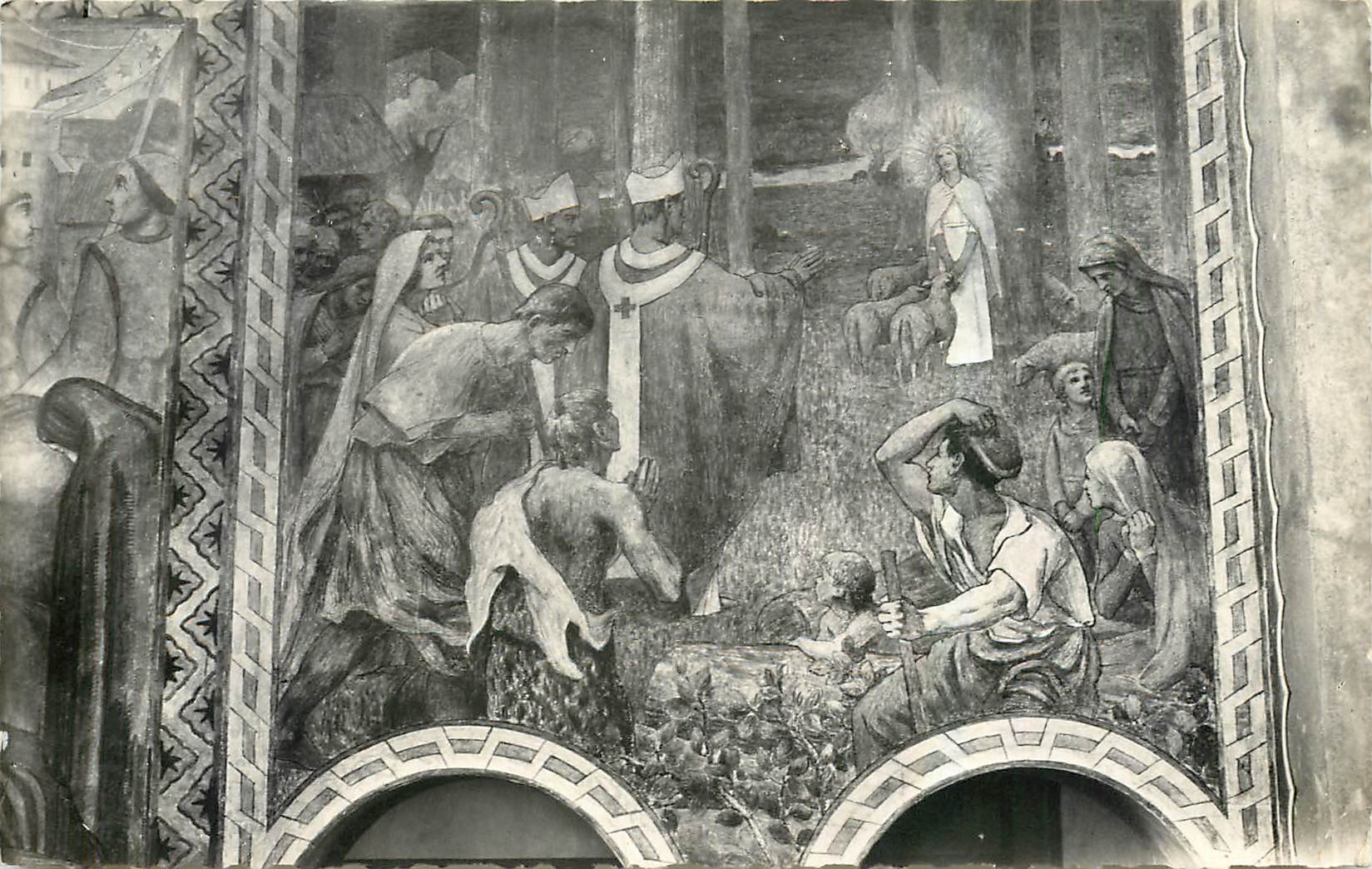 CPA Eglise Sainte Genevieve de Nanterre La rencontre de Saint Germain et Saint Loup avec Sainte Gene