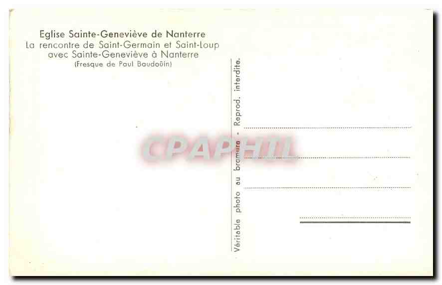 CPA Eglise Sainte Genevieve de Nanterre La rencontre de Saint Germain et Saint Loup avec Sainte Gene — Rückseite
