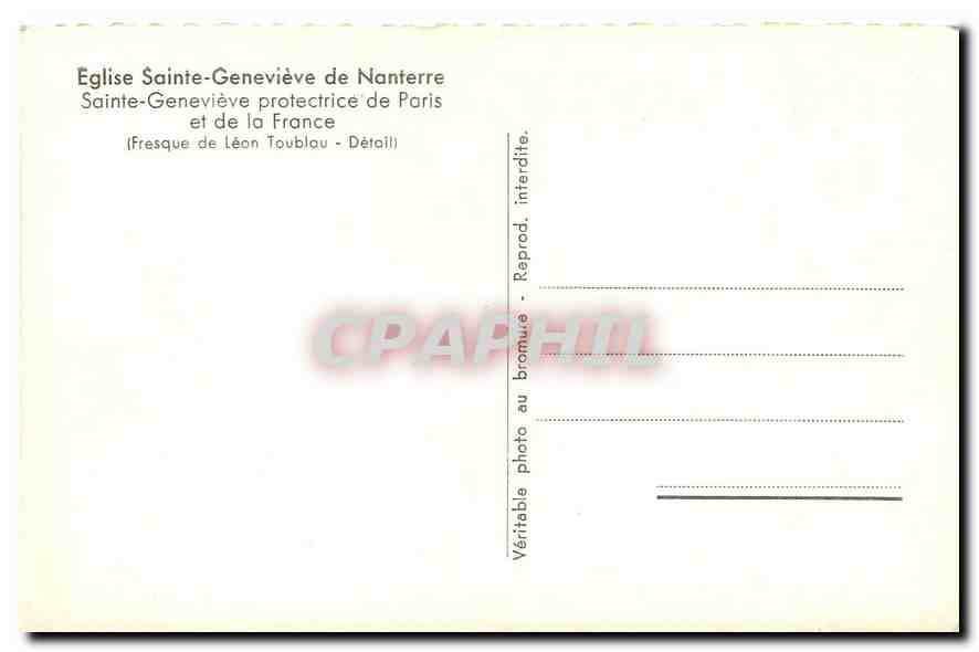 CPA Eglise Sainte Genevieve de Nanterre Sainte Genevieve protectrice de Paris et de la France  — Rückseite