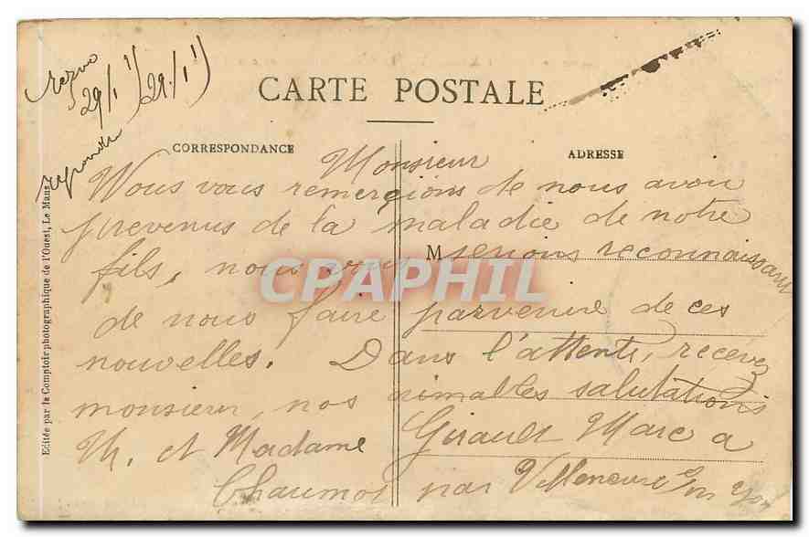 CPA La Sarthe Saint Marceau Le Chateau de la Menarderie et l'Etang  — Rückseite