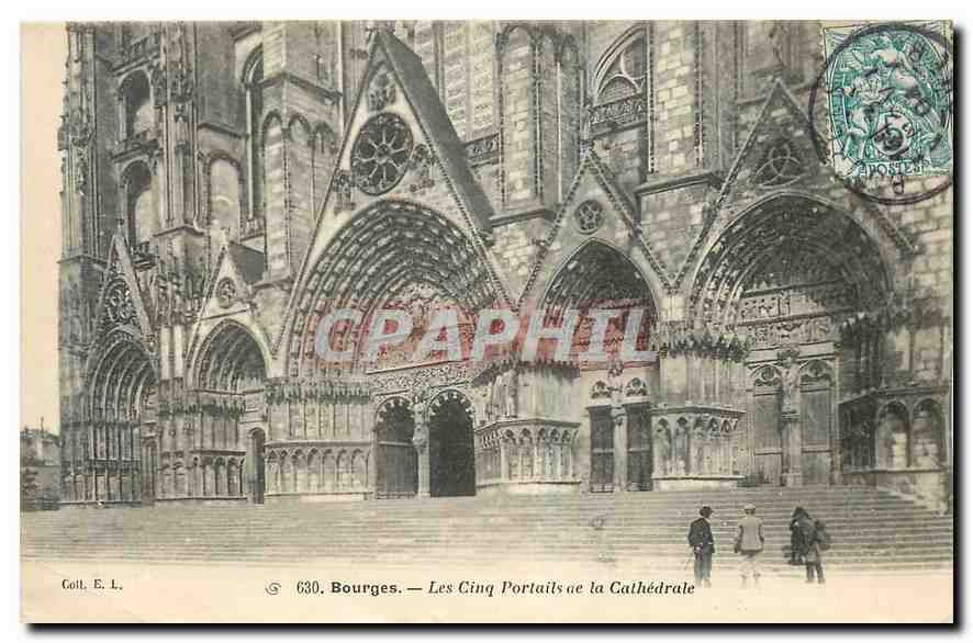CPA Bourges les Cinq Portails de la Cathedrale 